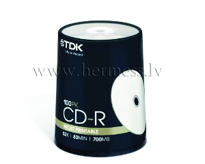 CD-R 700MB/52x, CakeBox 100gab./iepak., apdrukjamas